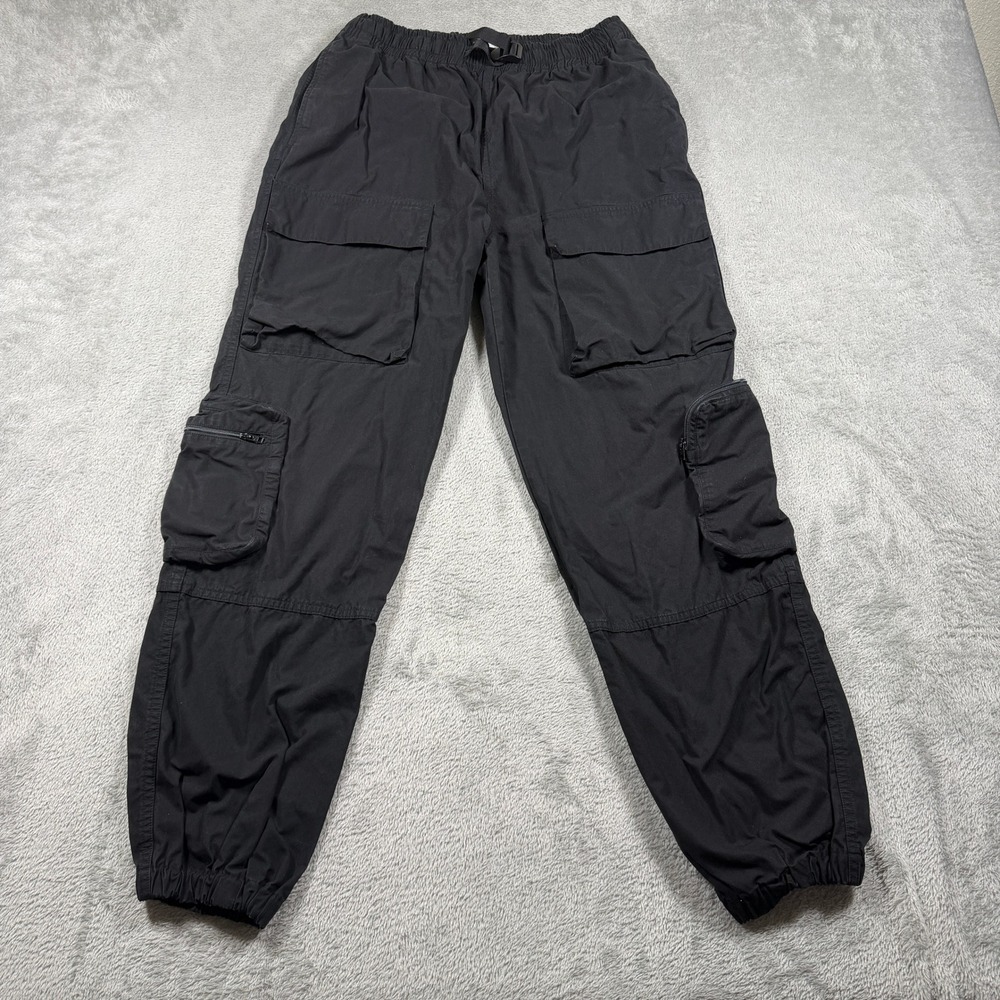 Tna Cargo Joggers Women Medium Black Cotton Woven Elastic‎ Waist Utility